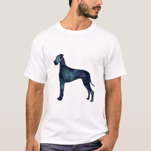 Great Dane  Dog Black Watercolor Silhouette T-Shirt