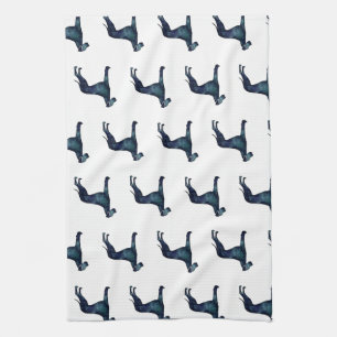 Great Dane Dog Black Watercolor Silhouette Tea Towel