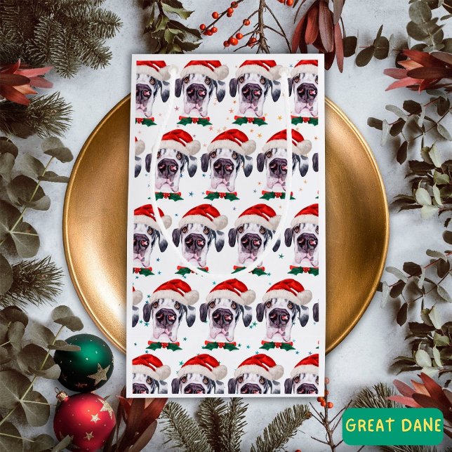 Great Dane Dog Breed Christmas Stars Small Gift Bag (Creator Uploaded)