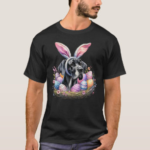 Great Dane Dog Bunny Ears Easter Day T-Shirt