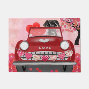 Great Dane Dog Car with Hearts Valentine's Doormat