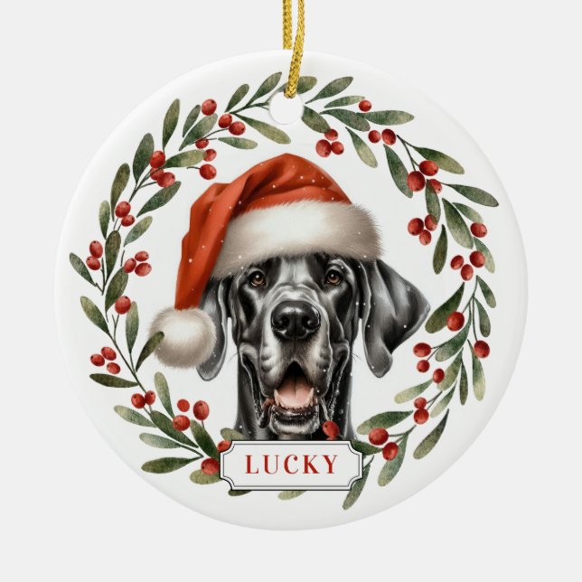 Great Dane Dog Ceramic Circle Ornament (Front)