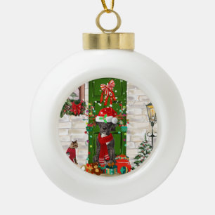 Great Dane Dog Christmas Ceramic Ball Christmas Ornament