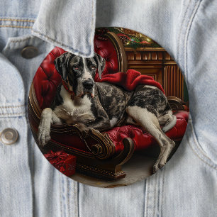 Great Dane Dog Christmas Festive 6 Cm Round Badge