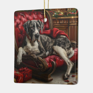 Great Dane Dog Christmas Festive Ceramic Ornament