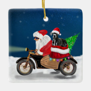 Great Dane dog Christmas Santa Claus Ceramic Ornament