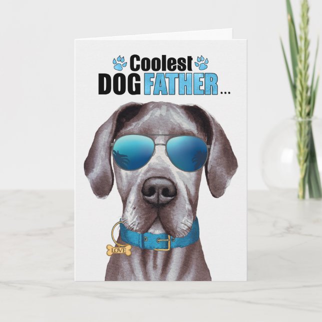 Great Dane Dog Coolest Dad Father's Day Holiday Card (Front)