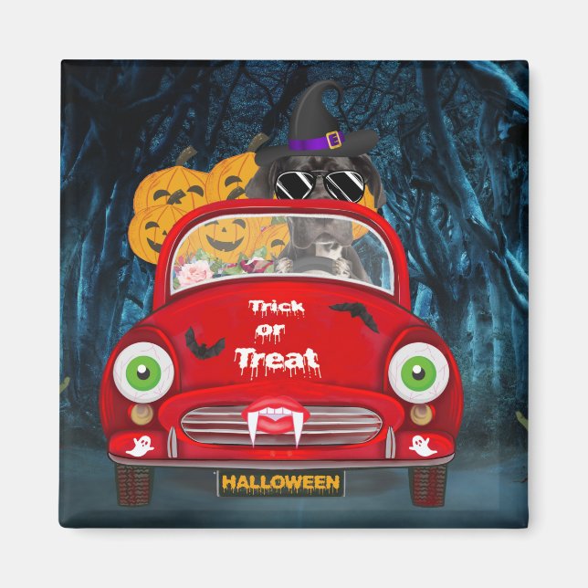 Great Dane Dog Driving Car Scary Halloween Magnet (Front)