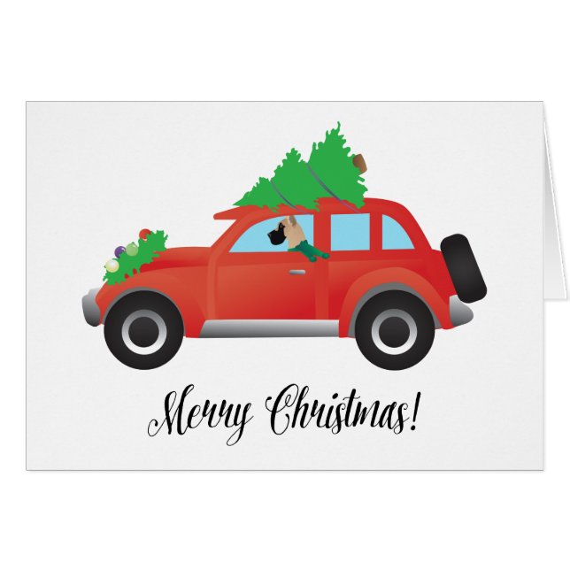 Great Dane Dog Driving Car - Tree on Top (Front Horizontal)