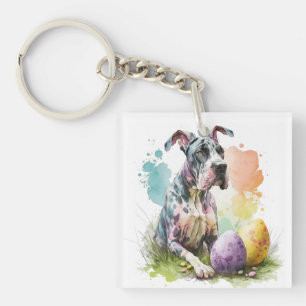 Great Dane Dog Easter Egg, Happy Easter Great Dane Key Ring