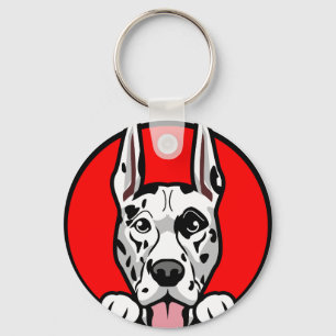 Great Dane Dog Face Design – Cute Pet Artwork Key Ring