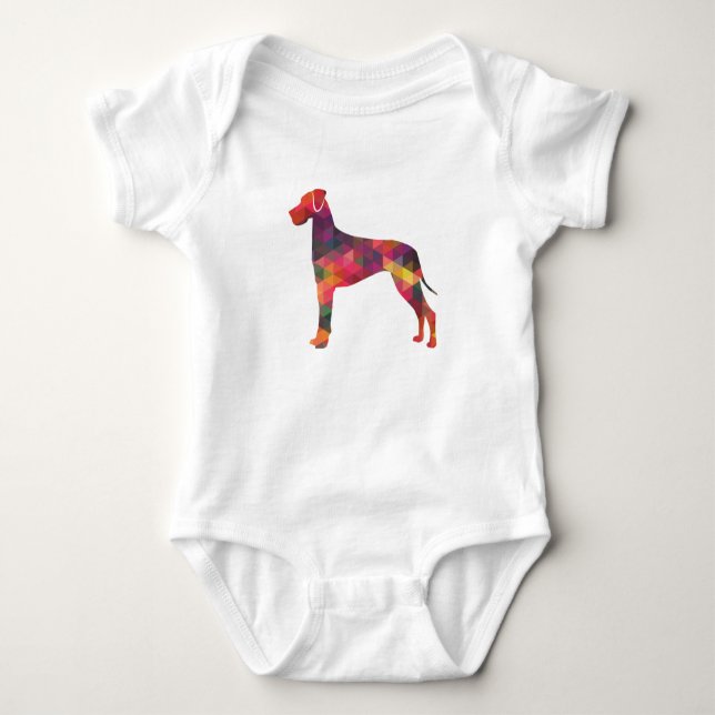 Great Dane Dog Geometric Pattern Silhouette Multi Baby Bodysuit (Front)