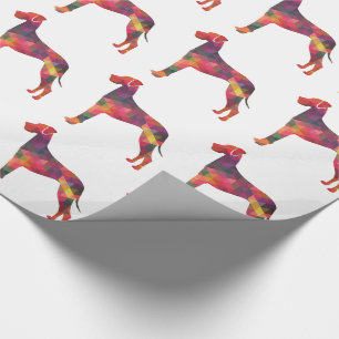 Great Dane Dog Geometric Pattern Silhouette Multi Wrapping Paper