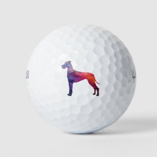 Great Dane Dog Geometric Silhouette Purple Golf Balls
