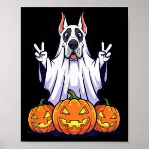 Great Dane Dog Ghost Pumpkin Boo Halloween Kids Me Poster