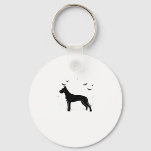 Great Dane Dog � Halloween Moon Silhouette Classic Key Ring