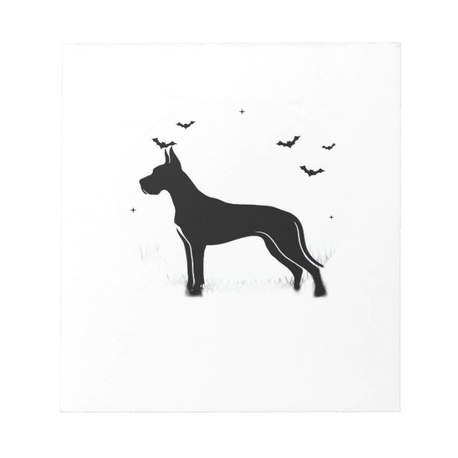 Great Dane Dog  Halloween Moon Silhouette Classic  Notepad (Front)