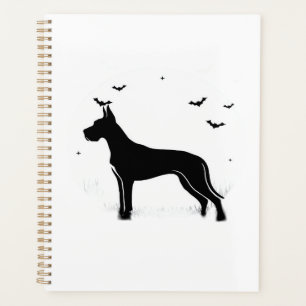 Great Dane Dog Halloween Moon Silhouette Classic Planner