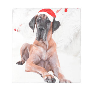 Great Dane Dog Hat Merry Christmas Notepad