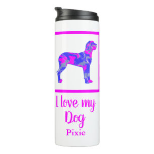 Great Dane Dog Hot Pink & Blue Silhouette Thermal Tumbler