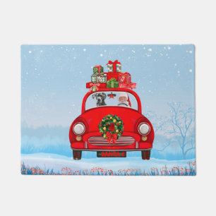 Great Dane Dog In Car With Santa Claus Doormat