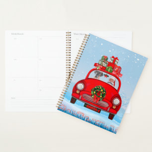 Great Dane Dog In Car With Santa Claus Planner