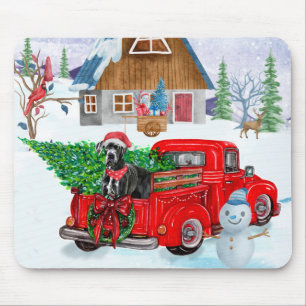 Great Dane Dog In Christmas Delivery Truck Snow Mouse Pad