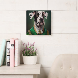 Great Dane Dog in St. Patrick's Day Dress Square Wall Clock