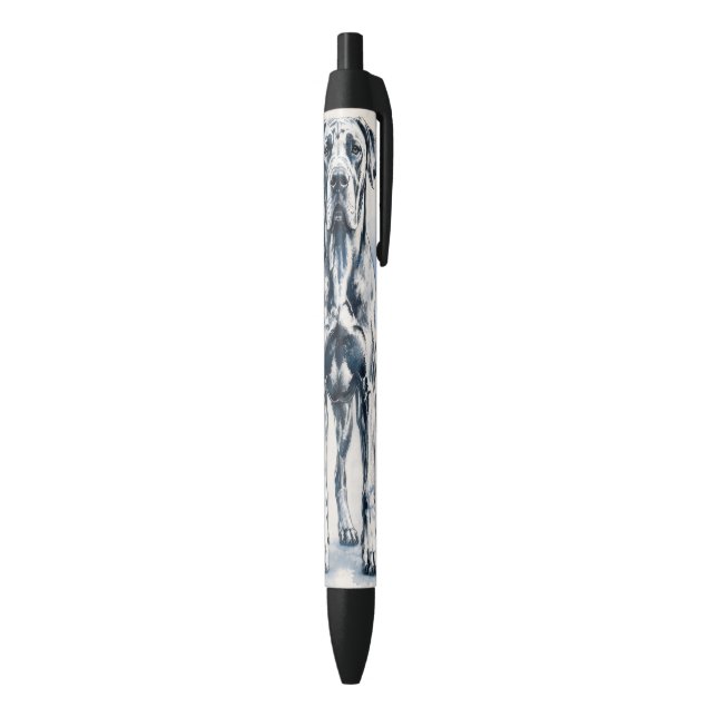 Great Dane Dog, modern lined illustration  Blue Ink Pen (Bottom (Vertical))