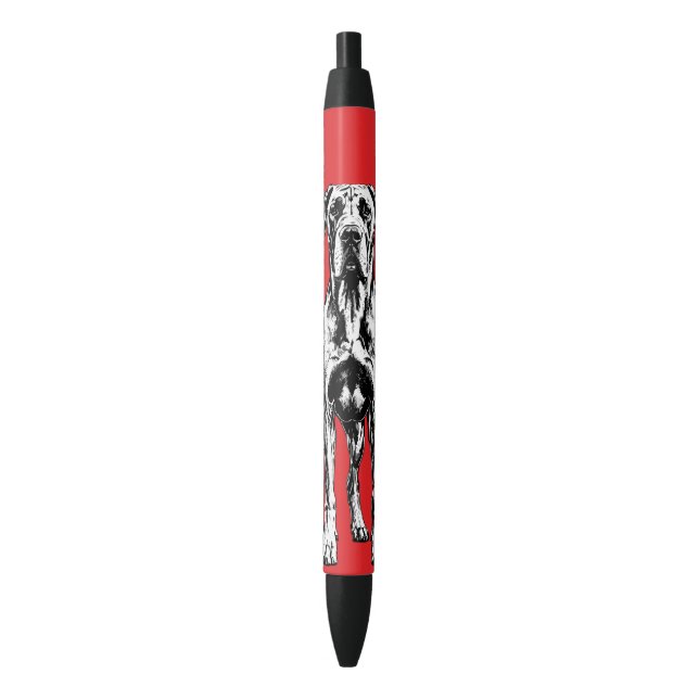 Great Dane Dog, modern lined illustration  Blue Ink Pen (Front Vertical)