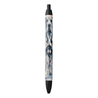 Great Dane Dog, modern lined illustration Blue Ink Pen