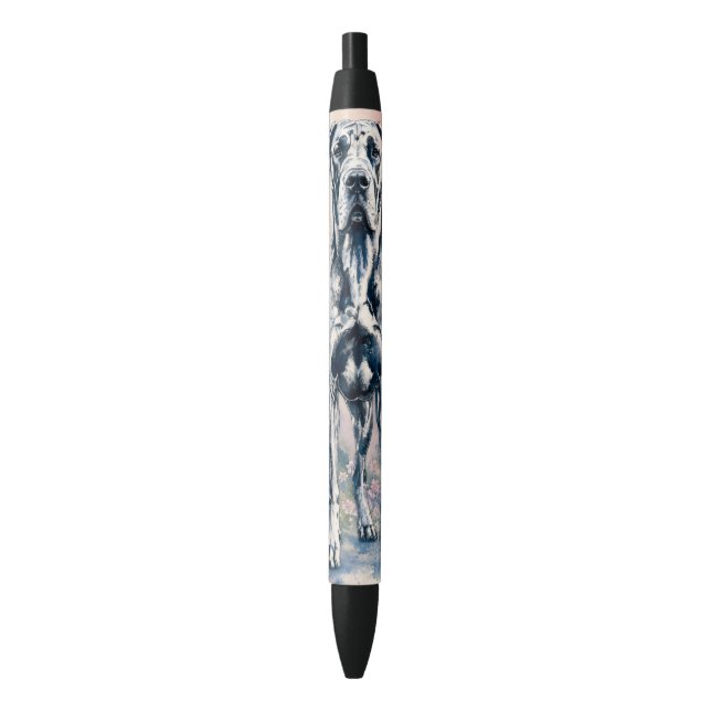 Great Dane Dog, modern lined illustration  Blue Ink Pen (Front Vertical)