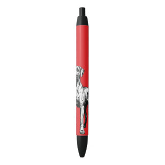 Great Dane Dog, modern lined illustration Blue Ink Pen
