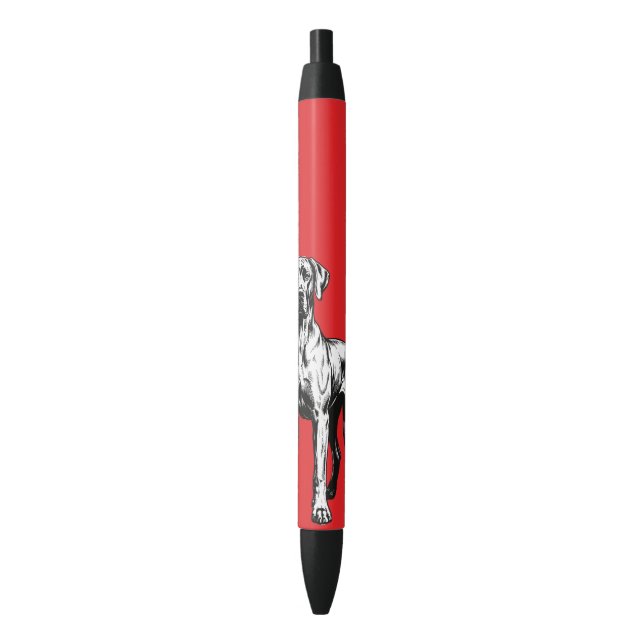 Great Dane Dog, modern lined illustration  Blue Ink Pen (Front Vertical)