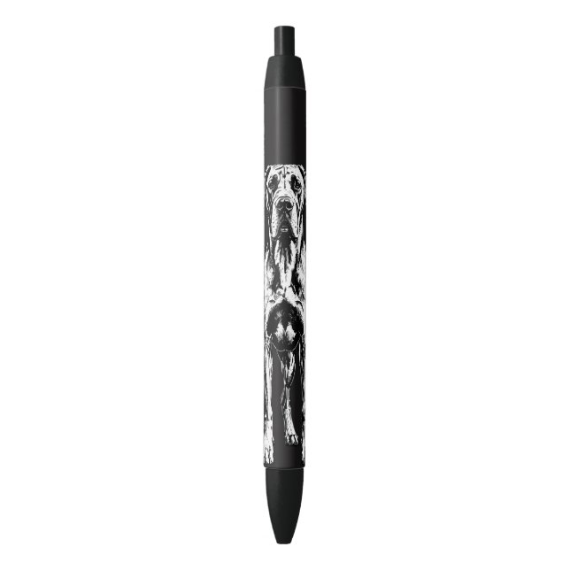 Great Dane Dog, modern lined illustration  Blue Ink Pen (Front Vertical)