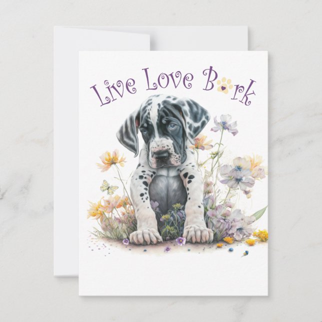 Great Dane Dog Mum Floral Card (Front)