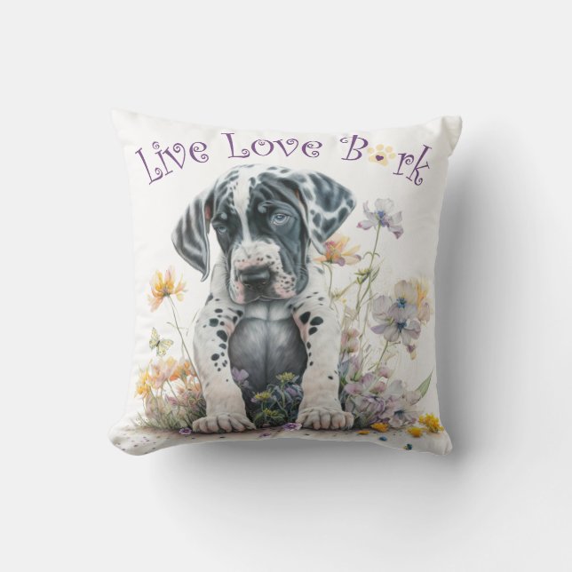 Great Dane Dog Mum Floral Cushion (Front)