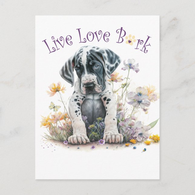 Great Dane Dog Mum Floral Postcard (Front)
