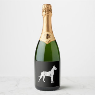 Great Dane Dog Owner Gift Vintage Animal Sparkling Wine Label