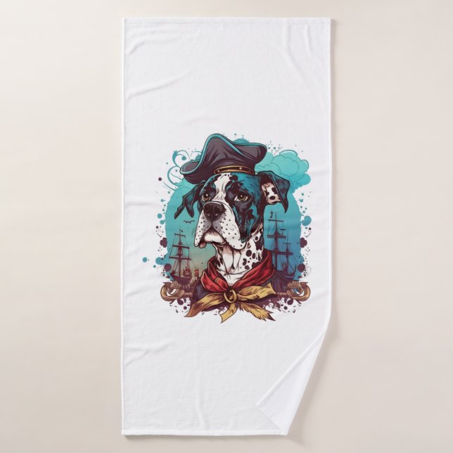 Great Dane Dog Pirate Bath Towel (Bath Towel)