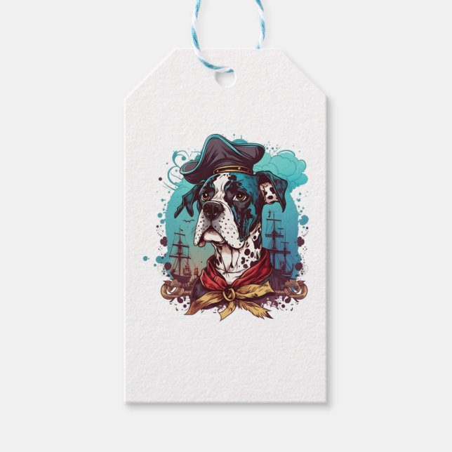 Great Dane Dog Pirate Gift Tags (Front)