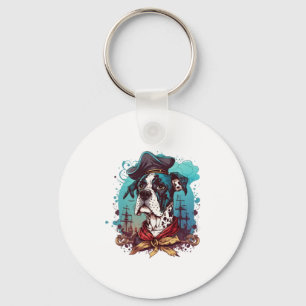 Great Dane Dog Pirate Key Ring