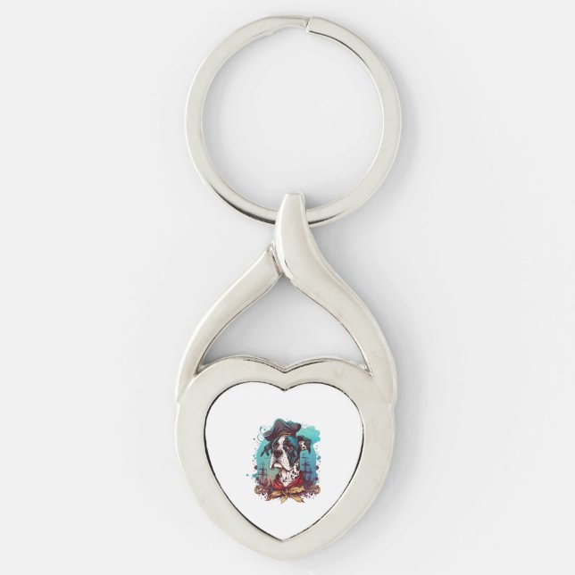 Great Dane Dog Pirate Key Ring (Front)