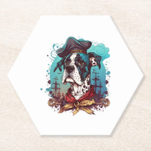 Great Dane Dog Pirate Paper Coaster