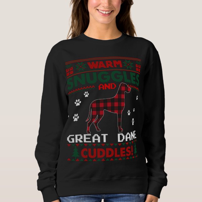Great Dane Dog Red Buffalo Plaid Gift Ugly Christm Sweatshirt (Front)