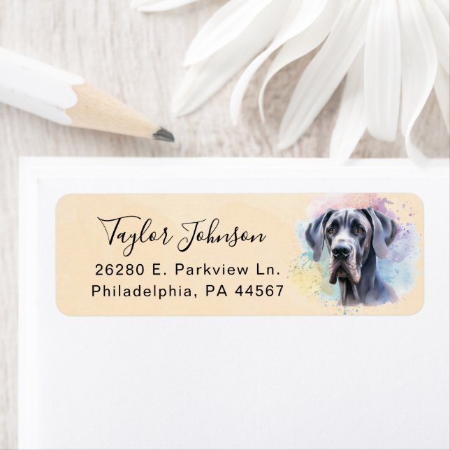 Great Dane Dog Return Address Label (Insitu)