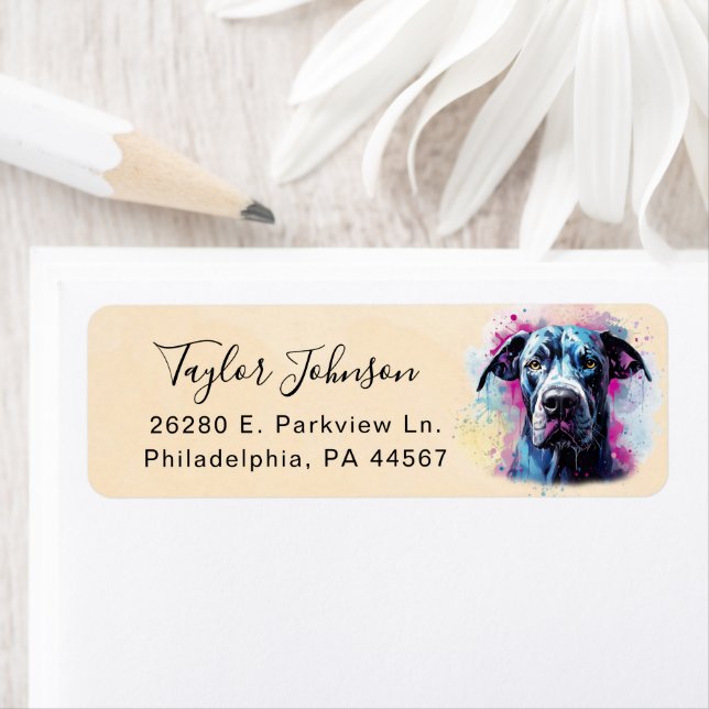 Great Dane Dog Return Address Label (Insitu)