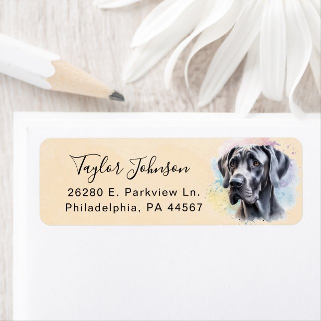 Great Dane Dog Return Address Label (Insitu)