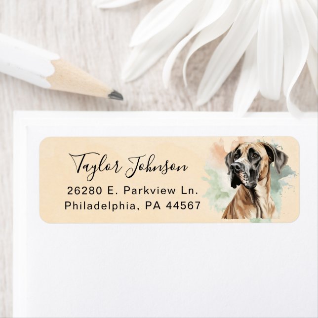 Great Dane Dog Return Address Label (Insitu)