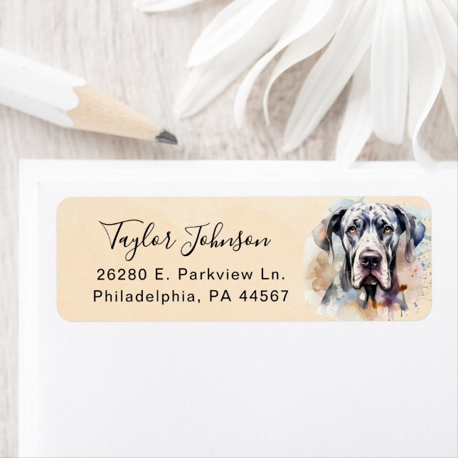 Great Dane Dog Return Address Label (Insitu)